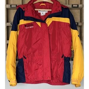 Vintage Columbia Tech Series Ski Jacket Womens L Red Yellow Colorblock Parka 90s